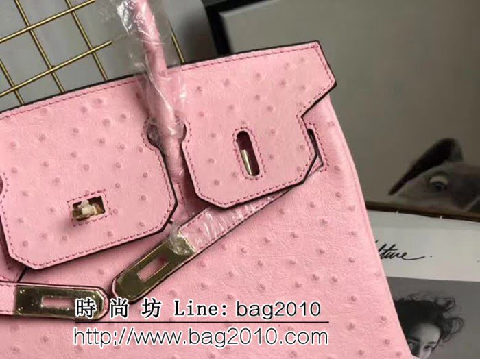 愛馬仕Hermes原版牛皮鴕鳥紋 Birkin 鉑金包 時尚手提包 0AM1012